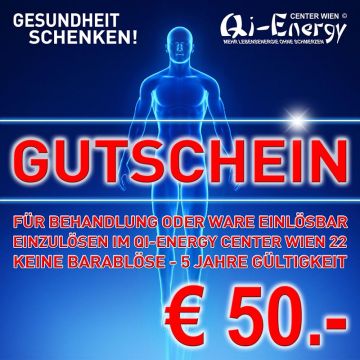  GUT-50 - Qi-Energy Gutschein 50  38.09GBP - 42.32GBP  